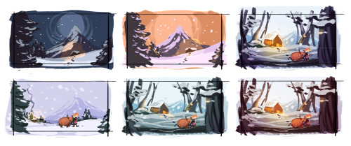 Messy, messy thumbnails. I’m not very good at backgrounds or creating dynamic scenes… S