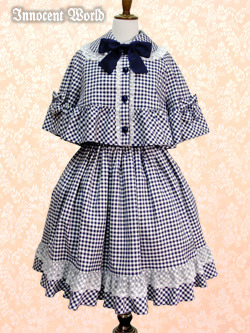 pintucksandruffles:Innocent World - Amy Checkered Jumperskirt (2012) in Navy