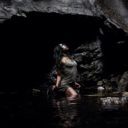 subtleandsexy:  milloux:  Another amazing shot by @moss_von_faustenberg from yesterday’s hike/shoot! It was cold in that watery #cave! #suicidegirls #AngelesForest (at Chantry)  -