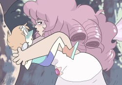 pearlzjam: Some classical pearlrose nyehehehehe I love how Rose seems so capable to nab her Pearl-besides being protected by the plump, beautiful Quartz~