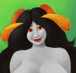 audiophilekitsune:   Painting practice. Decided against finishing the whole body since I want the next full-body painting to actually have some thought put into the pose. So I cropped it.  Considering how rarely I paint it’s a wonder it didn’t turn