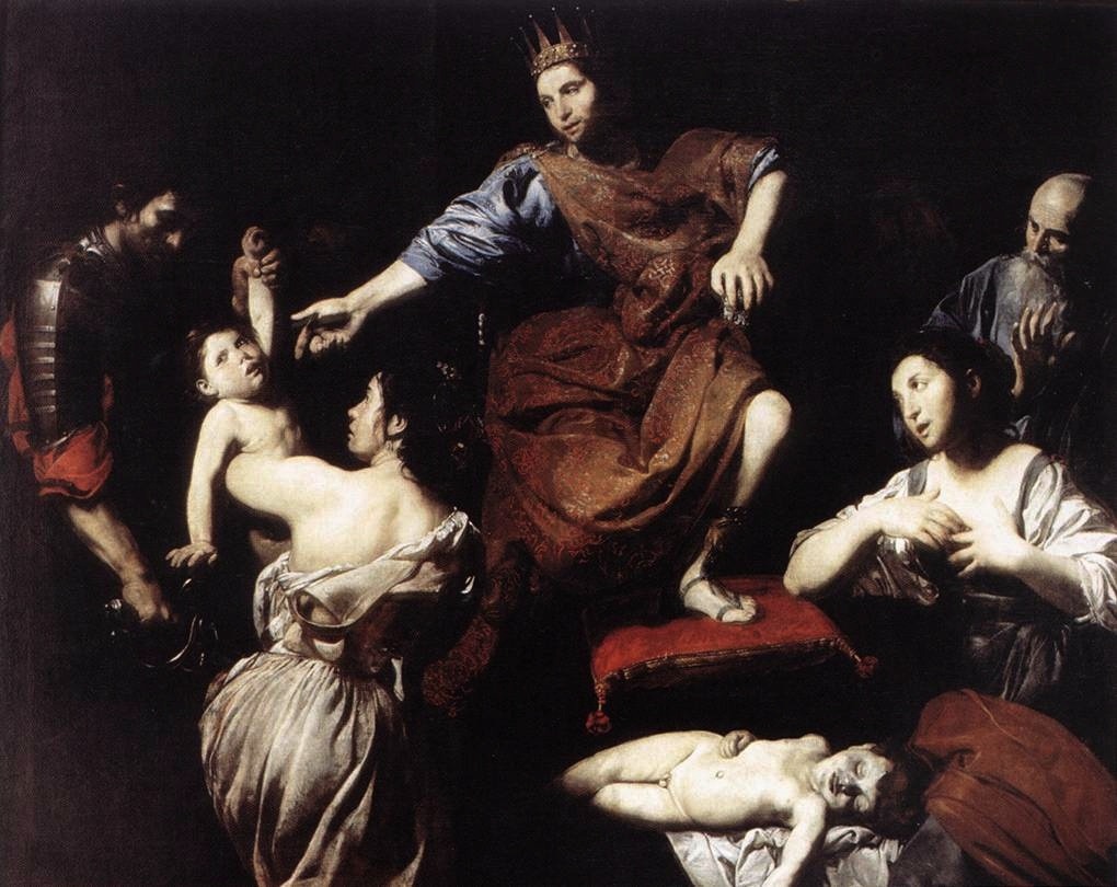 Valentin de Boulogne (Coulommiers c. 1490 - Roma 1632), The Judgement of Solomon,