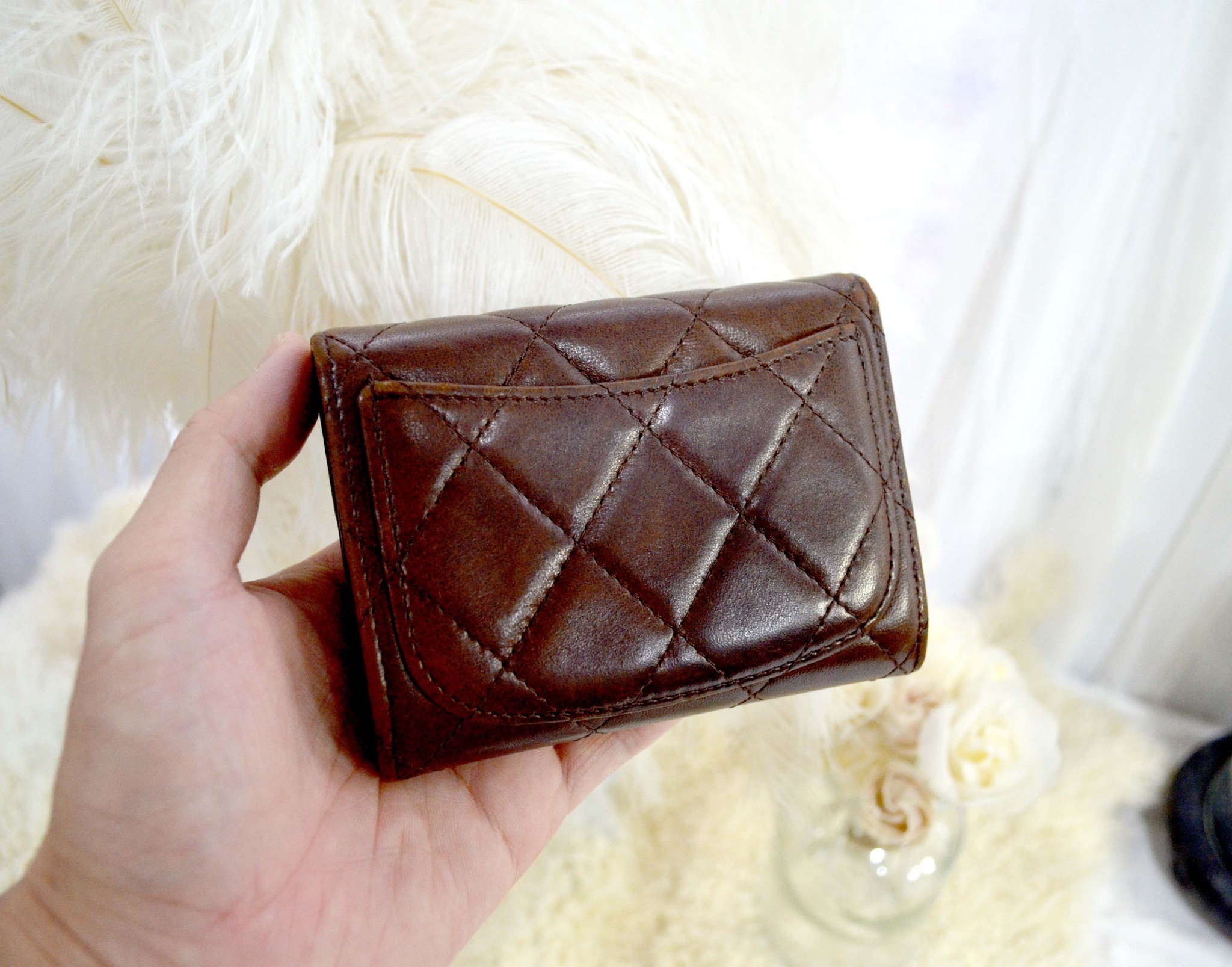 Chanel brown lambskin badger coin purse small card bag with card and box  luxury retro second-hand vintage - Shop Mr.Travel Genius Antique shop Coin  Purses - Pinkoi