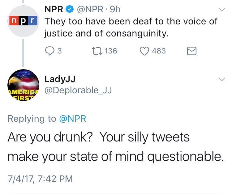 #1yrago Trumplings triggered by NPR's July 4 tweets of the Declaration of Independence