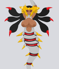 elfdrago:  Played platinum recently… …large influx of giratina porn seen it’s october… aka halloween month aka ghost boobie month we all saw this coming ‘c’ …I think sooooo… yeah I drew Origin forme gina which belongs to some guy I sometimes