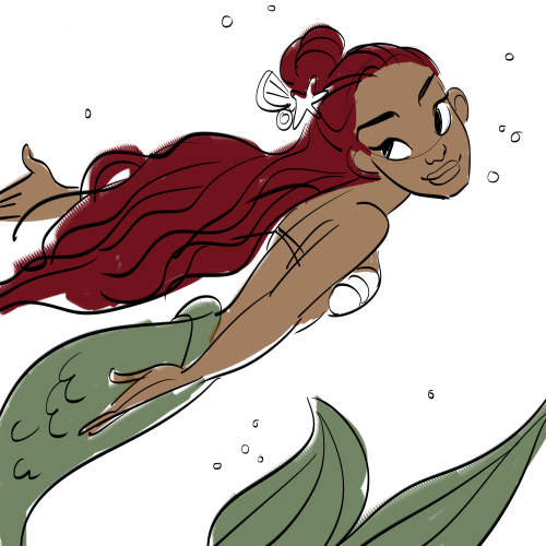 Here are some things people have told me to draw, mermaid edition! @cjbolan : Halle Bailey as A