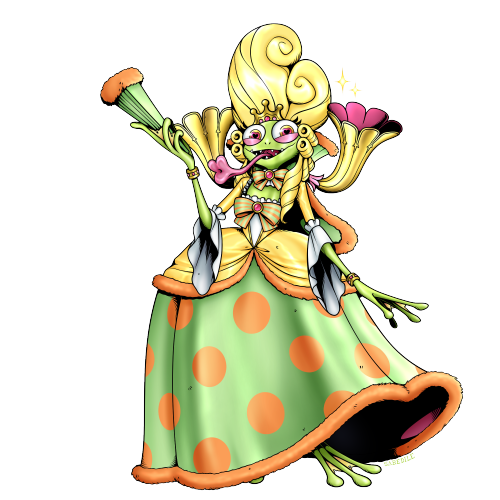 PrincessGekomonLevel: Ultimate (Mega)Attribute: DataA garish Amphibian Digimon known as the &ldq
