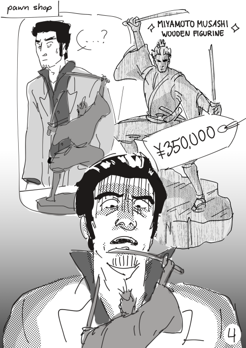 crispywisp: kiryu goes thru a midlife crisispart of an art trade for @cosmicwoods​bonus: