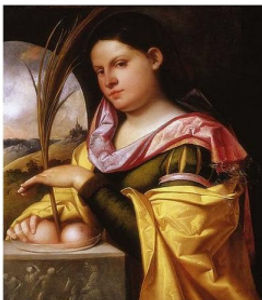 santsebastian:  royalturkeyz:  fandomsandfeminism:   fandomsandfeminism:  Look, I dont know a lot about saints and Catholicism,  but I know St. Agatha is always depicted with her breasts on a plate, and that’s sure something  Just a few more. This is