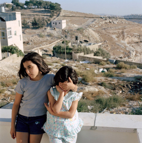 2003: Palestinian girls Zanya and Jasmine overlooking the construction of Israel’s Apartheid Wall th