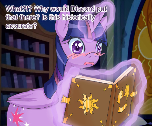 thedarkonesuniverse:  mindlessgonzojam:  jonfawkes:  That diary thing was pretty thick, you gotta wonder what else was in it.  Celestia’s sexploitations?  Just to point out her eyes arnt even looking at the book if anything it looks like shes looking