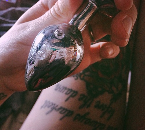 hopeless37:  Decided my plug deserves all three of my holes. 😘💜💎
