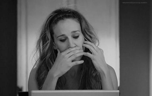 modelbitxchs:  whatwouldcarriesay:  “I had told Louise to put Big in a place where I would never have to hear from him again. As soon as I typed in “love”, there he was. And because Big still didn’t have the words, he retyped a love letter from
