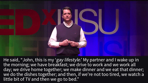 ourspiritnow:  tedx:  Watch the whole talk here» John Dehlin is a practicing Mormon … and an outspoken activist for LGBTQ rights. In this touching talk at TEDxUSU, John shares how a friendship with an openly gay coworker changed his views on homosexuality