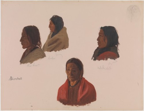 met-american-painting: Studies of Indian Chiefs Made at Fort Laramie by Albert Bierstadt, American P