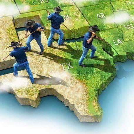 friend-san: insanelyfriendlyguy:   voretiger: The texas boys hard at work to finally detach texas Where did Mexico go?   Mexico hombres worked hard to detach it 