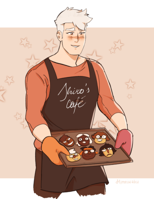 daimeiwakuvld:My gift for al who asked for coffe shop au. This time Shiro decided to surprise his fr