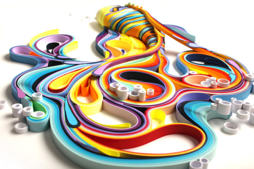itscolossal:Vibrant Quilled Paper Illustrations and Sculptures by Yulia Brodskaya 