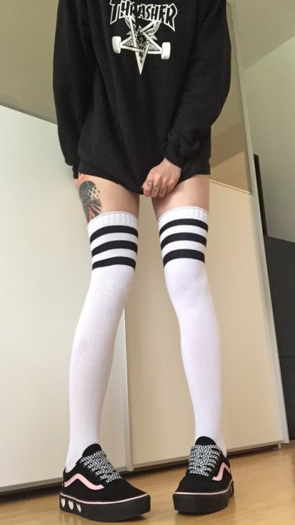 written-moths:  comfy socks & his hoodie 🖤