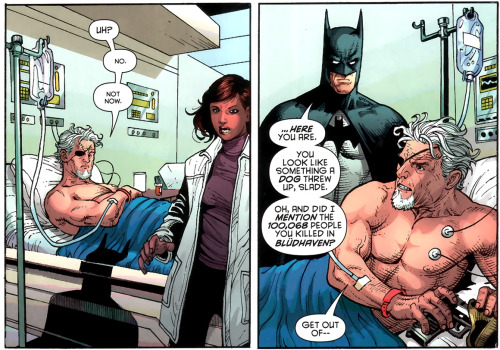 epigenetics:Remember that time Dick!Bats got his own over Slade Wilson with an IV pole?(Batman &