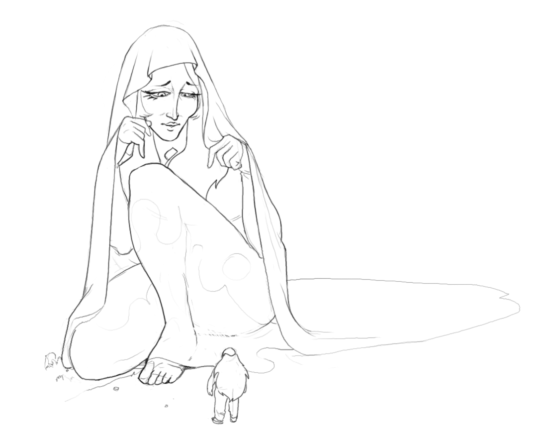 sirartwork:  some big blue sad girls.  one SIR-style and one (poorly) aping Leiji