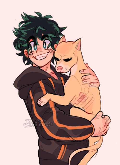 forgot to post this here ^^” My bkdk au where they adopt a former dogfighting pitbull and call him y