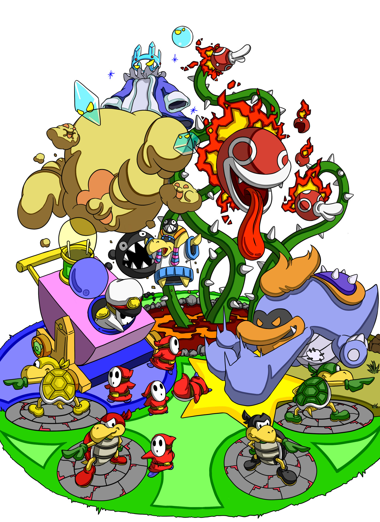 super paper mario bosses