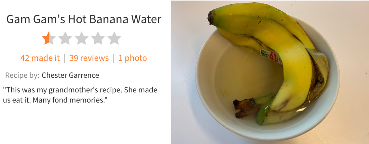 blameaspartame:Gam Gam’s Hot Banana Water