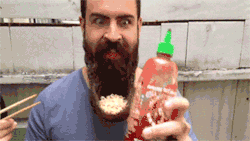 kiggor:  hipster eats noodles from his beard