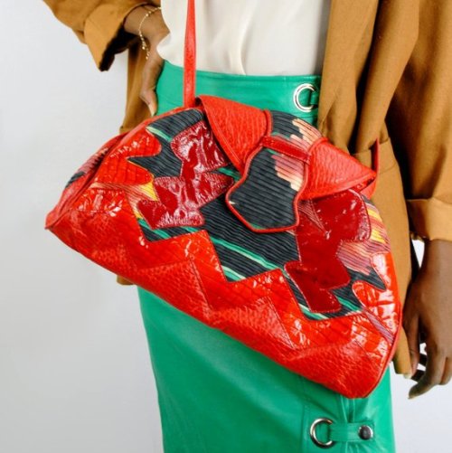 Red Leather Shoulder Bag //NighthawksVintage