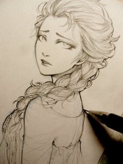 lehanan-aida:  Frozen - Elsa doodle by me=3 Couldn’t help. My absolutely new favorite Disney princess.Sad Elsa is always better than angry Elsa.30 min doodle. I’ll eventually find time to finish it, I hope. 