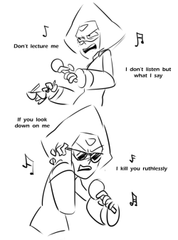 ruki-32:  I wanted to draw Peridot rapping,so