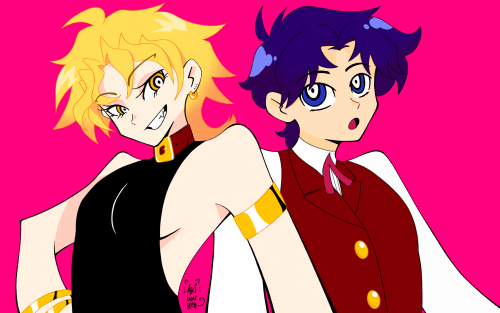 wanted to do some art style studies and then i realized while drawing this that dio and jona have th