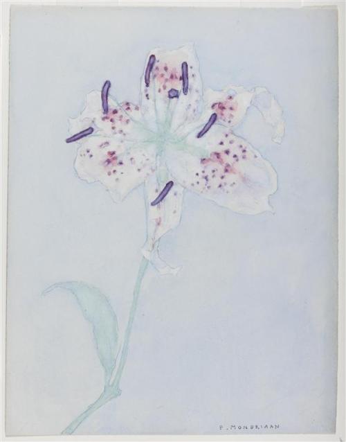 Piet Mondrian, Lelie – Lily, 1921. Watercolor. Gemeentemuseum Den Haag, via mondriaan.nl