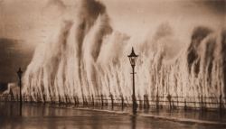 yesterdaysprint:  Stormy seas, Scarborough, England, 1928