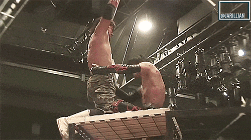 Jesus Christ that hurricarana off the top of that cage thingy! 