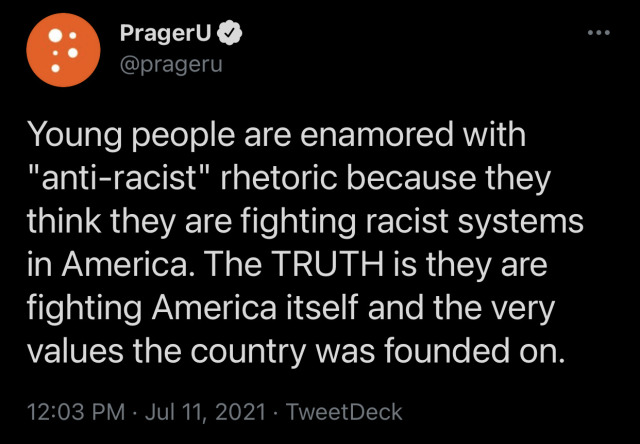 reverseracism:“Racism is a value this country was founded on but CRT is wrong and racist”“Racism is evil, addressing and fighting racism is also evil”