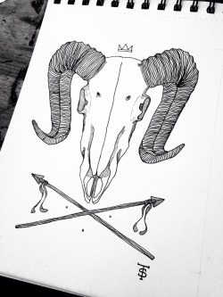 thomsimpsonillustration:  Ram’s skull &amp; spears