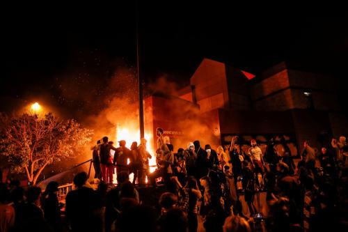 latinoking: Protesters set the 3rd Precinct of the Minneapolis Police Department on fire, Thursday, 