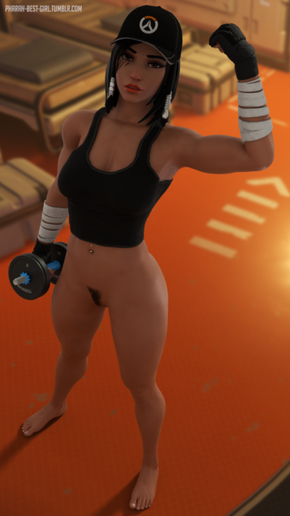 pharah-best-girl: Flexing Pharah  Pharah 2.0 model | MEGA folder |  Dumbbell by @barbellsfm