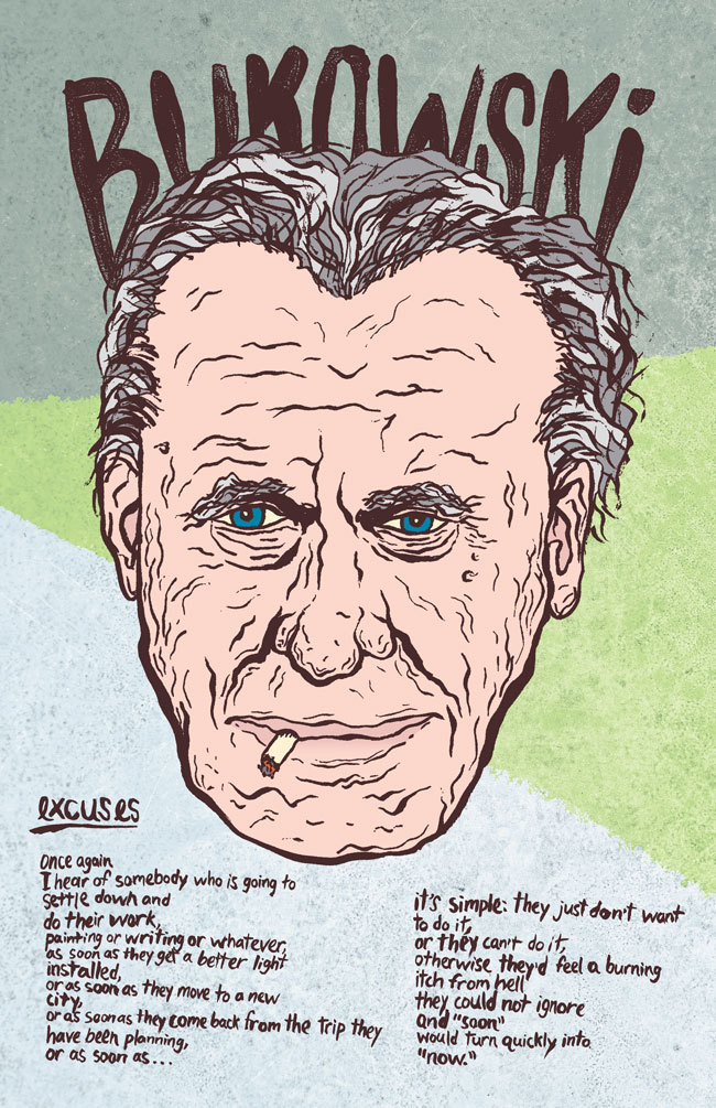 reescrevendo-me:  “Excuses”  by Charles Bukowski Illustrated by Josh Lafayette