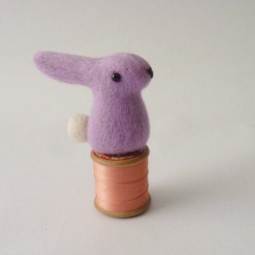 Little violet bunny - needle felt sculpture by Gretel Parker - free shipping worldwide