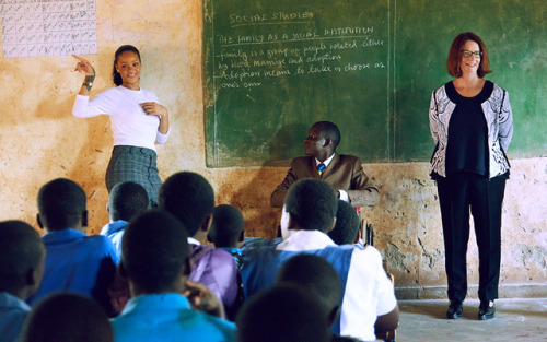 Rihanna with amazing kids in Malawi