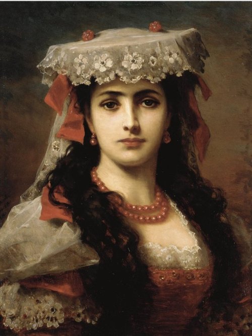 Portrait of a Young Spanish Woman by Anton Ebert