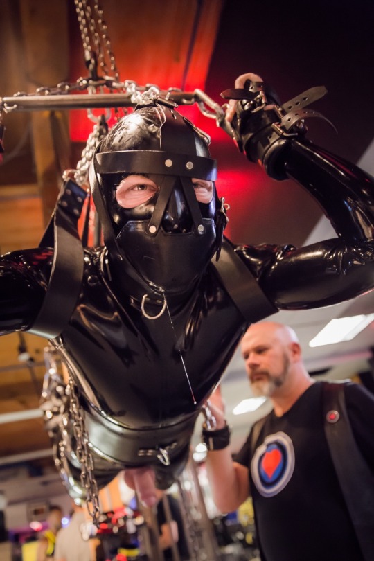 gearmedic: Under the muzzle was a 2 inch ball gag. And he whispered in my ear, “2 more hours, gimp.”  