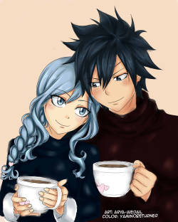 yaminoreturner:  The gruvia feels So, @arya-aiedail​  senpai did such an amazing lineart that I couldn’t resist to colour it. When I read the “feel free to colour” I thought I needed to give it a try. Hope everyone likes my colouring and thanks