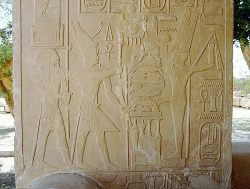 King Senusret I before god Min-AmunRelief depicts king Senusret I followed by his Ka before the ithy