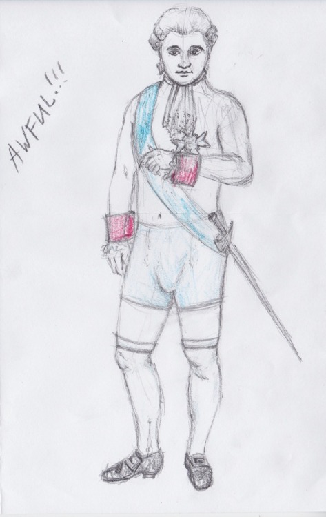 vincents-crows:So here’s a crappy sketch I did a while ago of a sexy Louis XVI costume design.