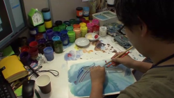 bewareofmpreg:  hand-painted backgrounds from the kill la kill making of documentary 