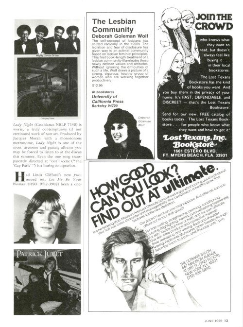 The second of Sean Lawrence’s Discairecolumns from the June 1979 issue of Christopher Street